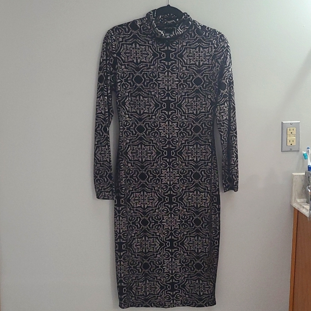 Bodycon dress black and silver